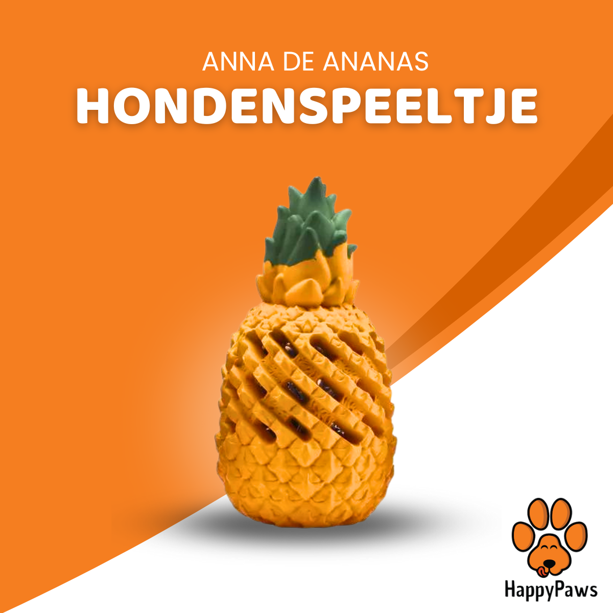 Hondenspeelgoed in de vorm van een Ananas, Anna de Ananas, Maat S, Maat M, Maat L, Oersterk Hondenspeelgoed, Natuurlijk Rubber