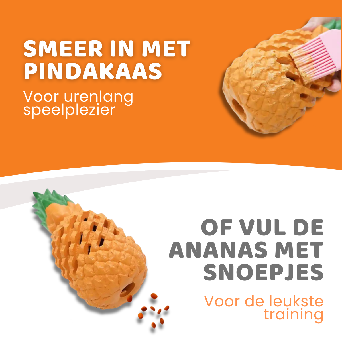 Hondenspeelgoed Anna de Ananas, Oersterk Hondenspeelgoed, Hondespeelgoed In De Vorm Van Een Ananas, Geschikt voor Grote Honden, Smeer in met Pindakaas, Urenlang speelplezier, Vul met Snoepjes, Natuurlijk Rubber