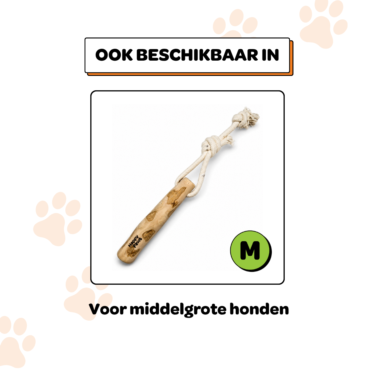 Koffiehouten Kauwstok met Touw - Maat L