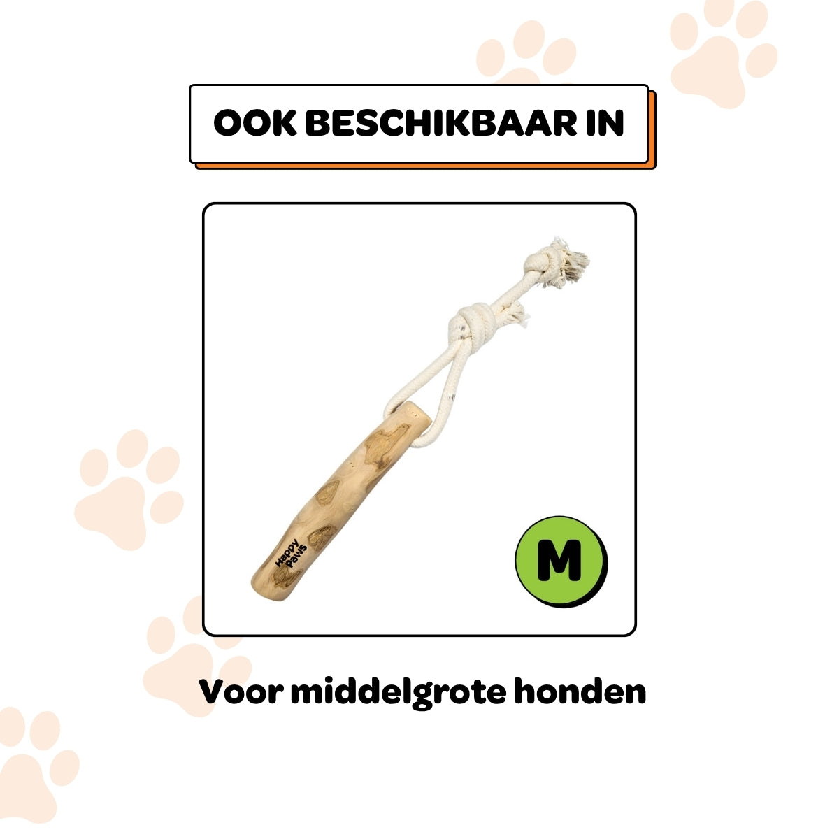 Koffiehouten Kauwstok met Touw - Maat L