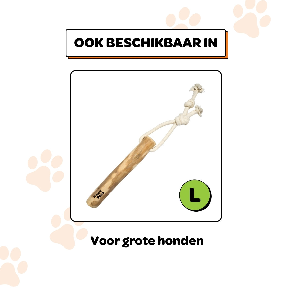 Koffiehouten Kauwstok met Touw - Maat M