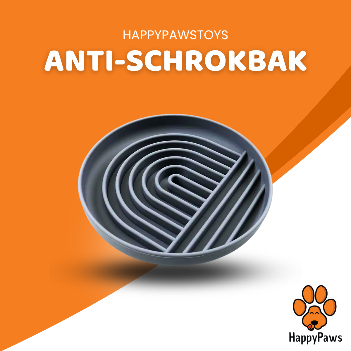 Anti-schrokbak met enkel regenboogdesign in grijze kleur, ontworpen voor langzamer eten door honden, Geschikt voor alle honden, Makkelijk te Reinigen, HappyPaws, Flexibel en Oersterk Materiaal, Natuurlijk Rubber