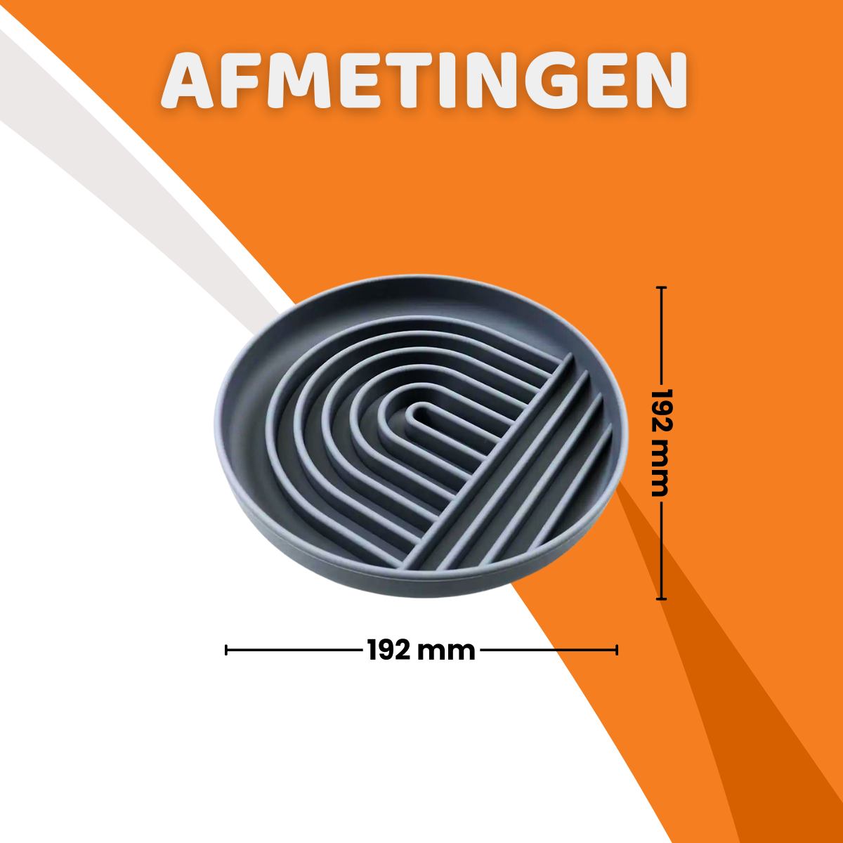 Anti-schrokbak met enkel regenboogdesign in grijze kleur, ontworpen voor langzamer eten door honden, Geschikt voor alle honden, Makkelijk te Reinigen, HappyPaws, Flexibel en Oersterk Materiaal, Natuurlijk Rubber, Afmetingen 192mm x 192mm